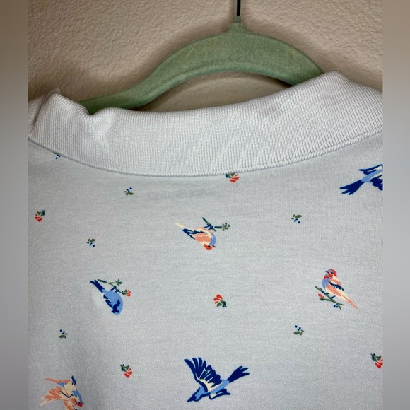 💥BOGO💥 Lands End Printed Polo. XL / P. Pretty pale blue bird print. Cotton - Picture 5 of 7